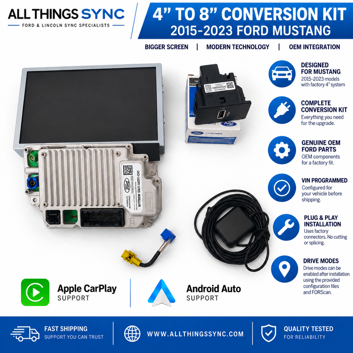 2015–2023 Ford Mustang 4" to 8" SYNC 3 Upgrade Conversion Kit
