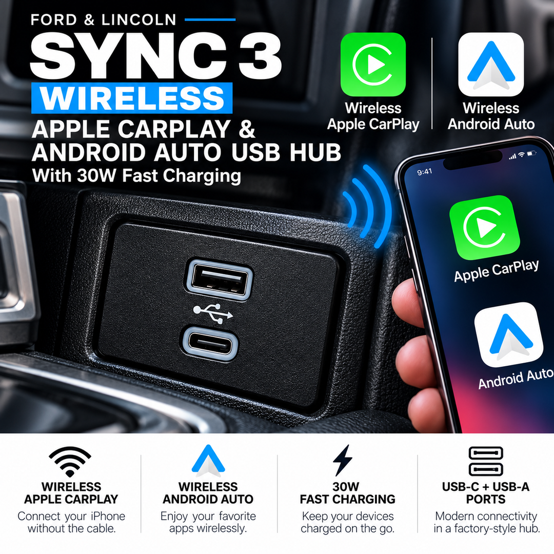 Ford & Lincoln SYNC 3 Wireless CarPlay & Android Auto USB Hub